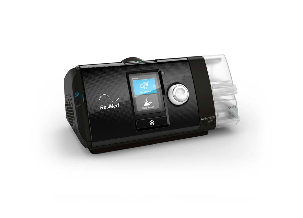 El equipo AirSense 10 aparece destacado sobre fondo blanco y vista lateral